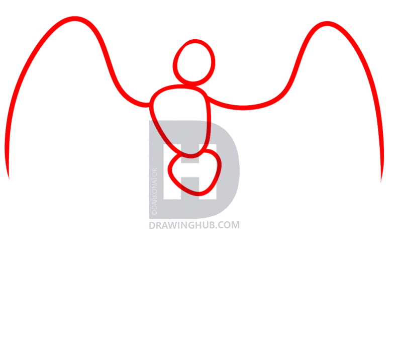 784x720 How To Draw A Flying Angel, Step