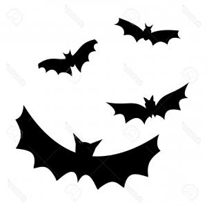 300x300 Continuous Line Drawing Black Halloween Bat Silhouette Vector