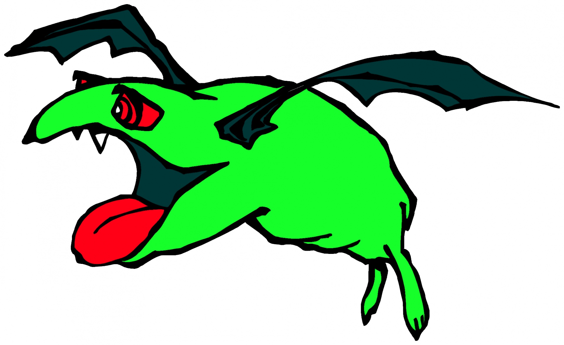 1920x1174 Creature, Fatbat, Flying, Green, Drawing