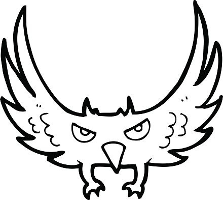 440x393 Line Drawing Cartoon Flying Bird Premium Clipart