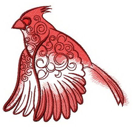 438x420 Flying Northern Cardinal Embroidery Design Birds Embroidery