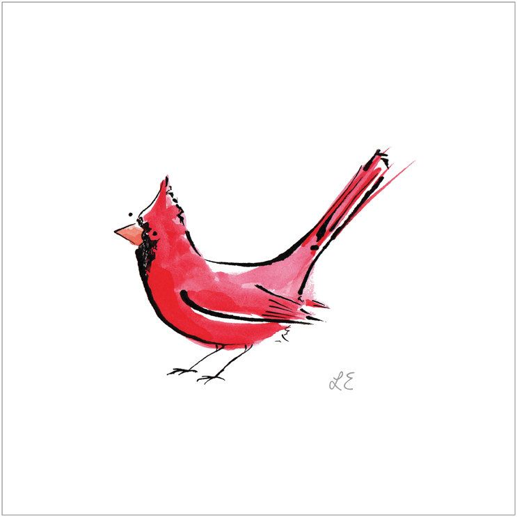743x743 Red Cardinal Bird Illustrated Print Via Etsy Cui Cui