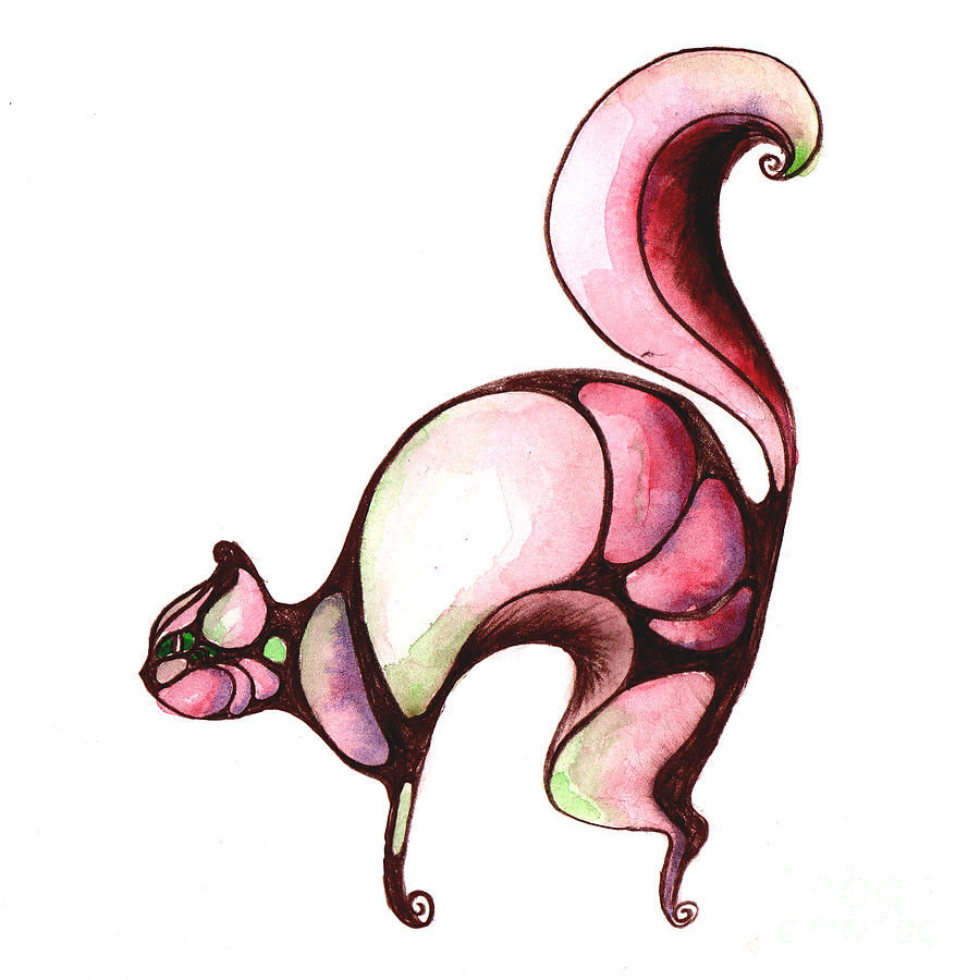 900x900 Flying Cat Drawing