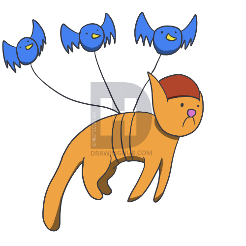 500x500 Flying Cat Drawing