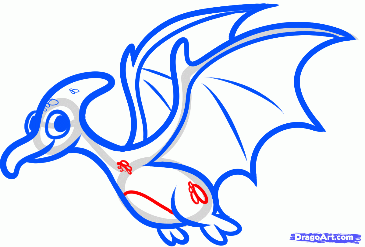 1198x813 How To Draw A Pterodactyl For Kids, Step