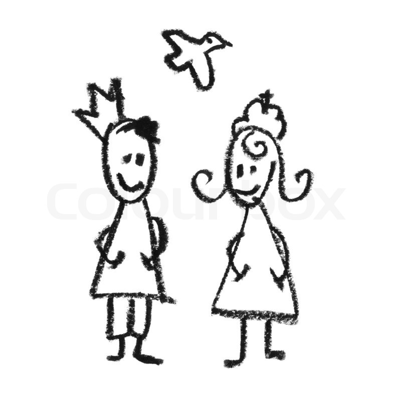 800x800 King And Queen With Flying Dove Doodles Stock Image Colourbox
