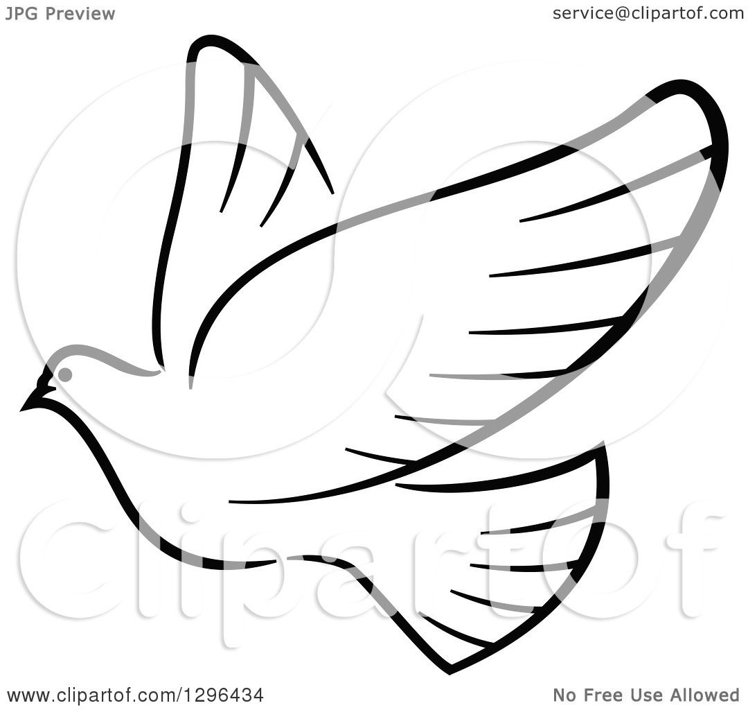 1080x1024 Clipart Of A Black And White Flying Dove