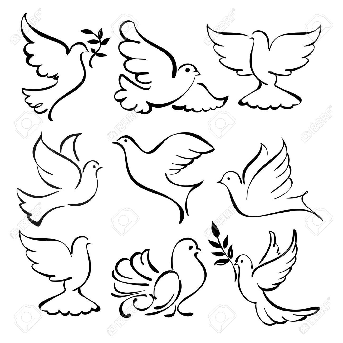 1300x1300 Bird Dove Drawing, Dove Sketches, Dove