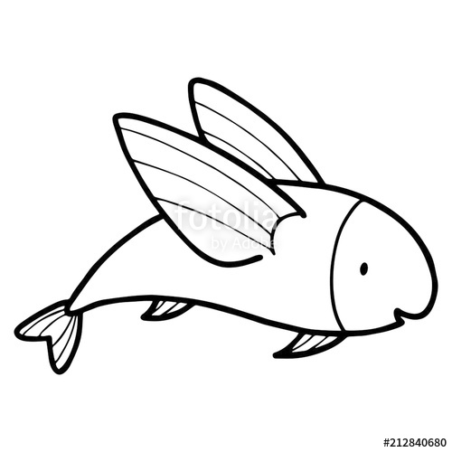 500x500 Flying Fish Cartoon Illustration Isolated On White Background