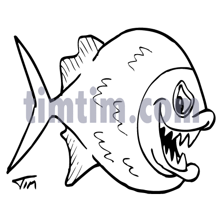 457x437 Free Drawing Of A Piranha Bw From The Category Fish