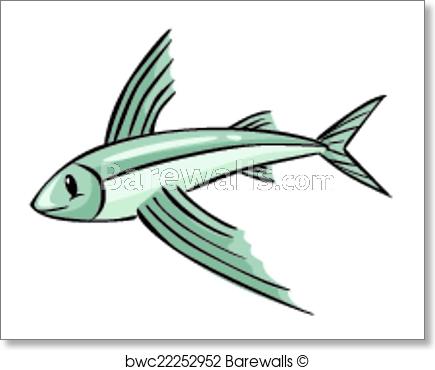 435x370 art print of flying fish cartoon barewalls posters prints