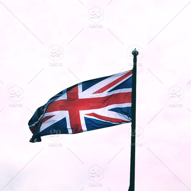640x641 Union Jack Flag Flying Stock Photo