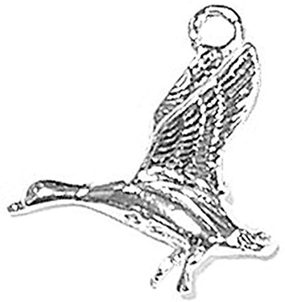 566x600 Sterling Silver Flying Goose Geese Swan Duck