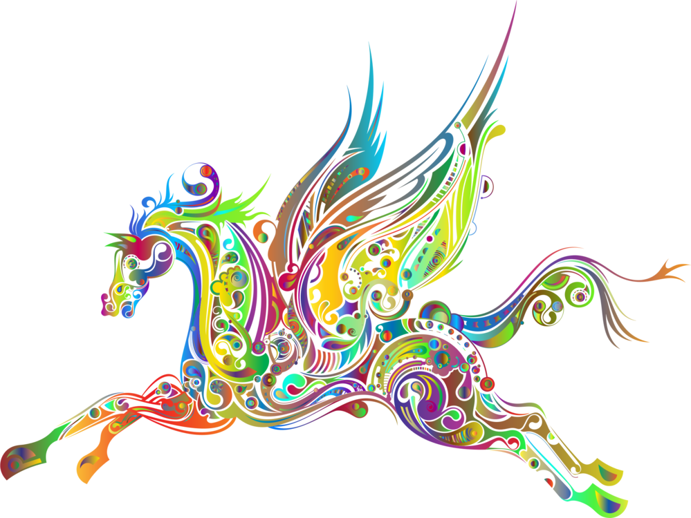 999x750 Flying Horses Pegasus Drawing Abstract Art Cc0