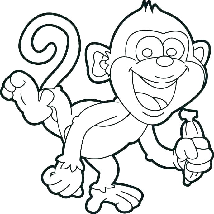 687x687 Monkey Colouring Sheets Sock Monkey Coloring Pages Baby Monkey