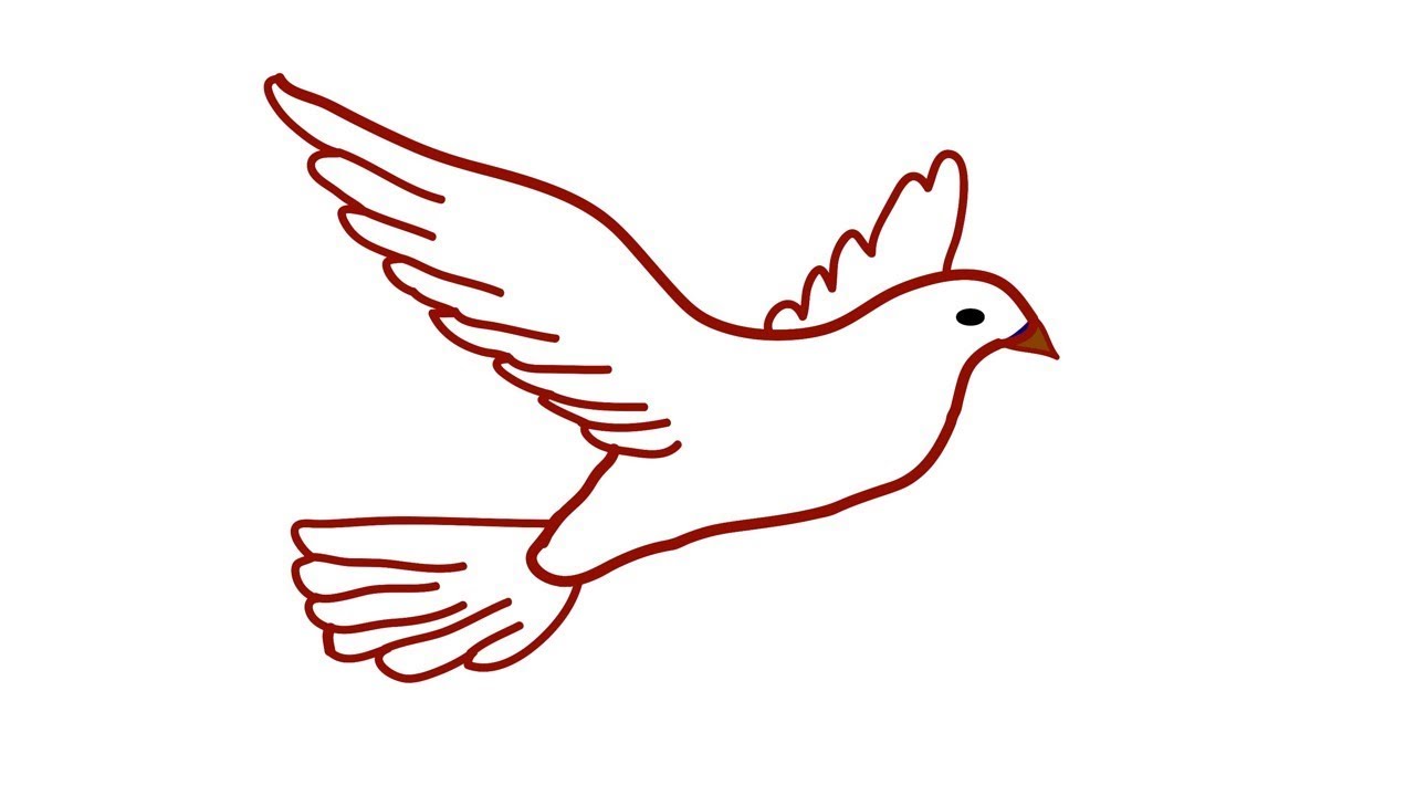 1280x720 How To Draw And Colors Flying Bird Easy Step