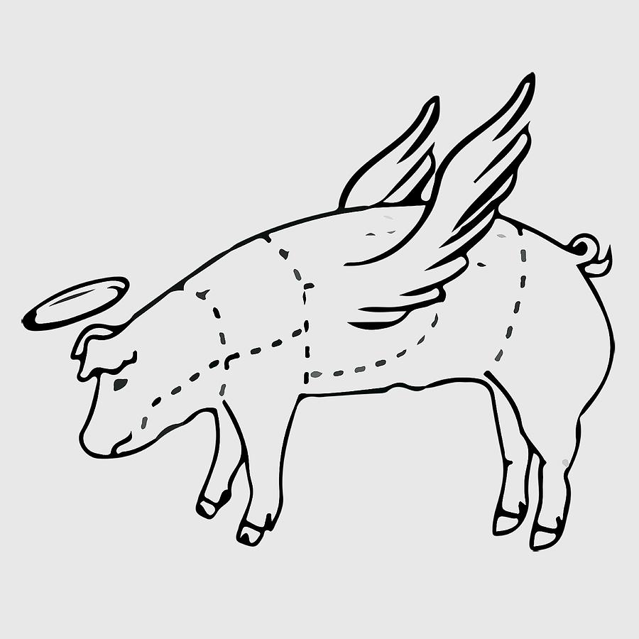 900x900 Holy Flying Pig Digital Art