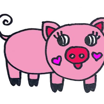 336x336 Pig Cartoon Drawing Easy Pencil Step