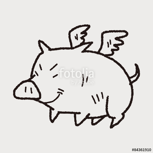 500x500 Flying Pig Doodle Stock Image And Royalty Free Vector