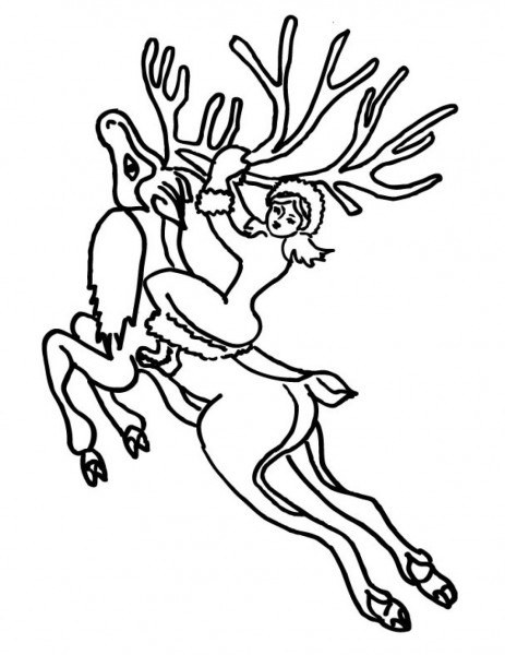 463x600 Flying Reindeer Coloring Pages