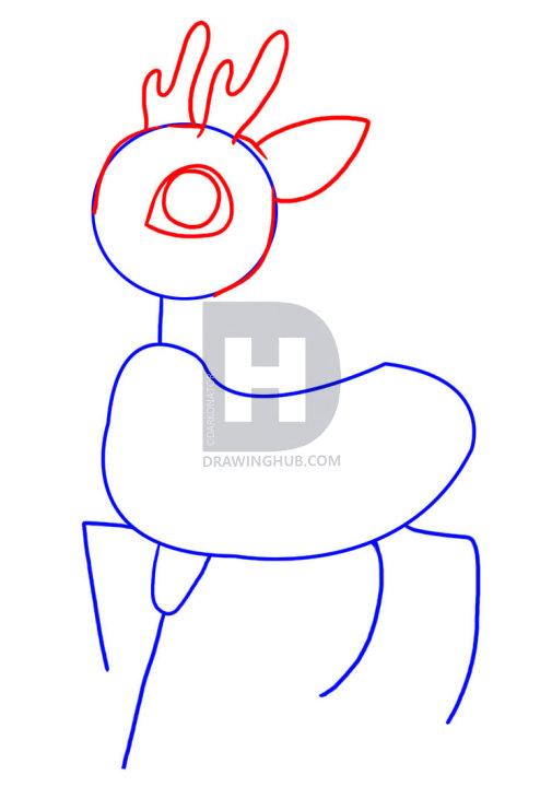 505x720 How To Draw Rudolph The Red Nosed Reindeer, Step