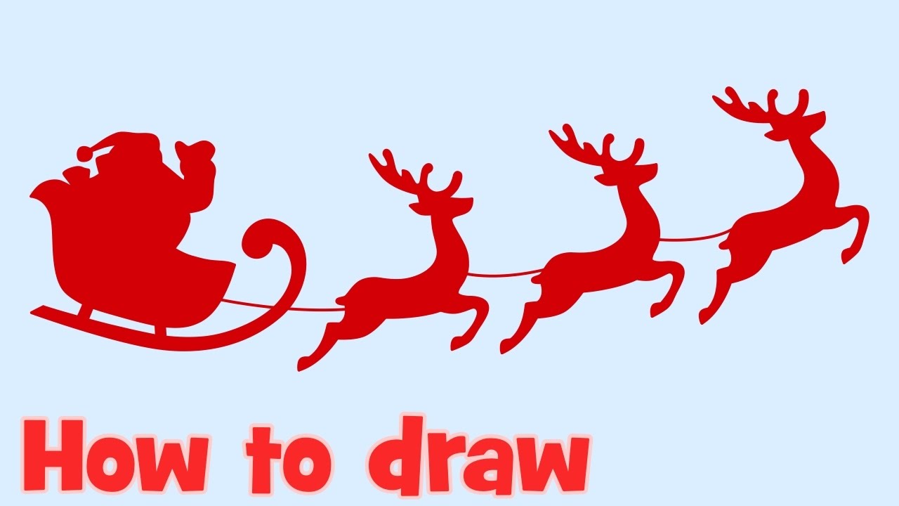 1280x720 How To Draw Santa Claus Flying With Christmas Deers Step