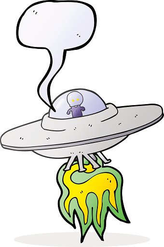 340x510 speech bubble cartoon alien flying saucer stock vectors