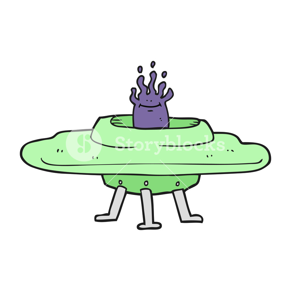 1000x1000 Freehand Drawn Cartoon Flying Saucer Royalty Free Stock Image