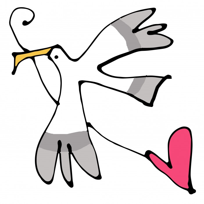 702x702 Flying Seagull With Heart