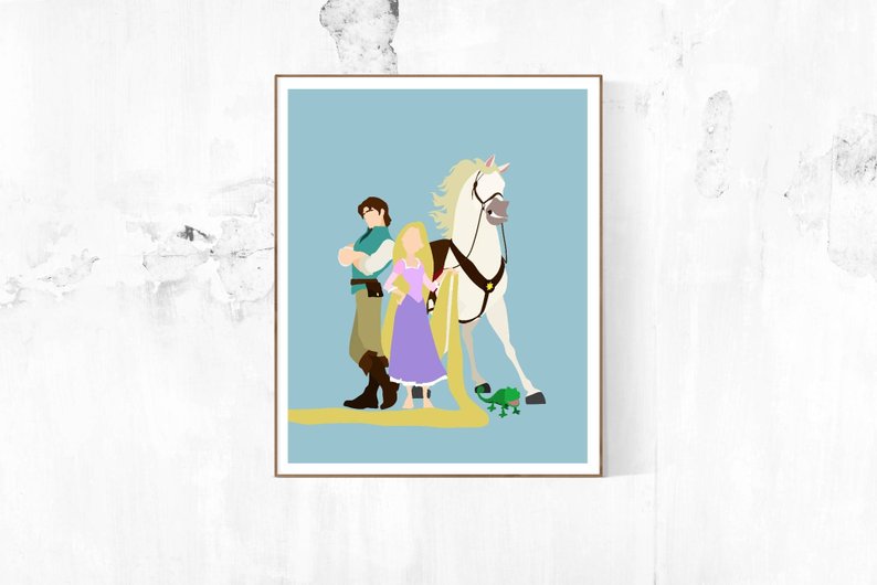794x530 tangled characters minimalist poster rapunzel poster disney etsy