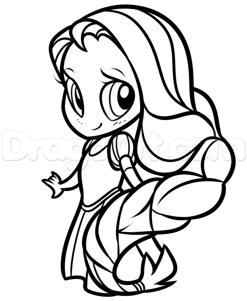 822x1001 Chibi Rapunzel Drawing Tutorial, Step