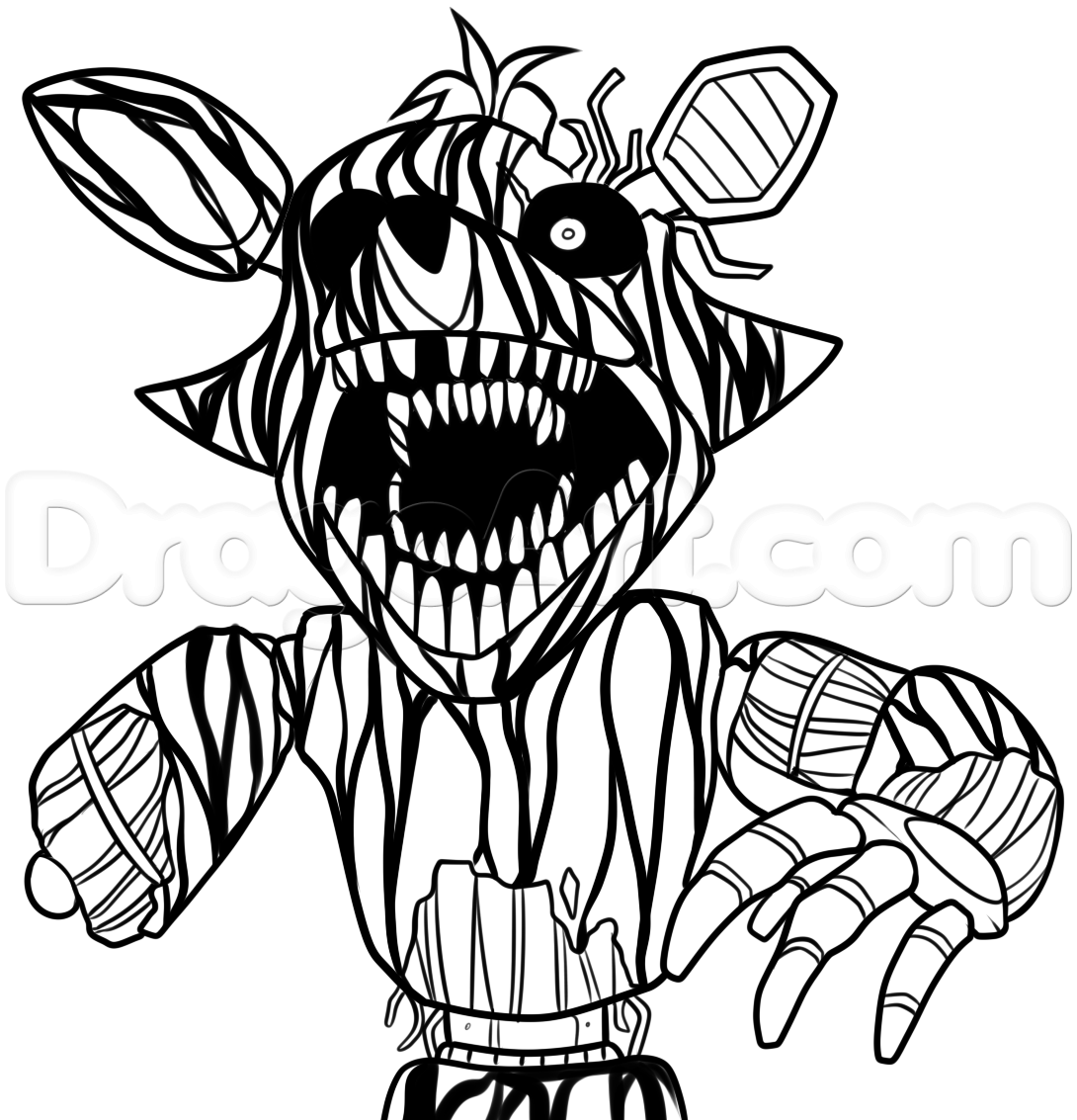 1090x1133 how to draw phantom foxy from five nights