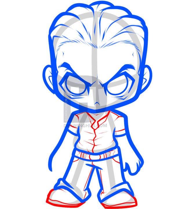 597x720 How To Draw Chibi Rick Grimes, The Walking Dead, Step