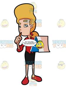 225x300 A Woman Thinking About Which Object To Draw Clipart Cartoons
