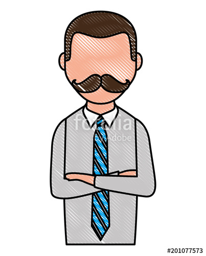 403x500 Portrait Man Character With Mustache And Folded Arms Vector