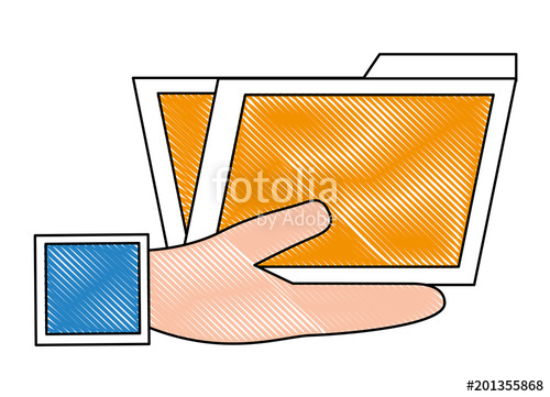 500x361 Hand Holding Folder Document Archive Vector Illustration Drawing