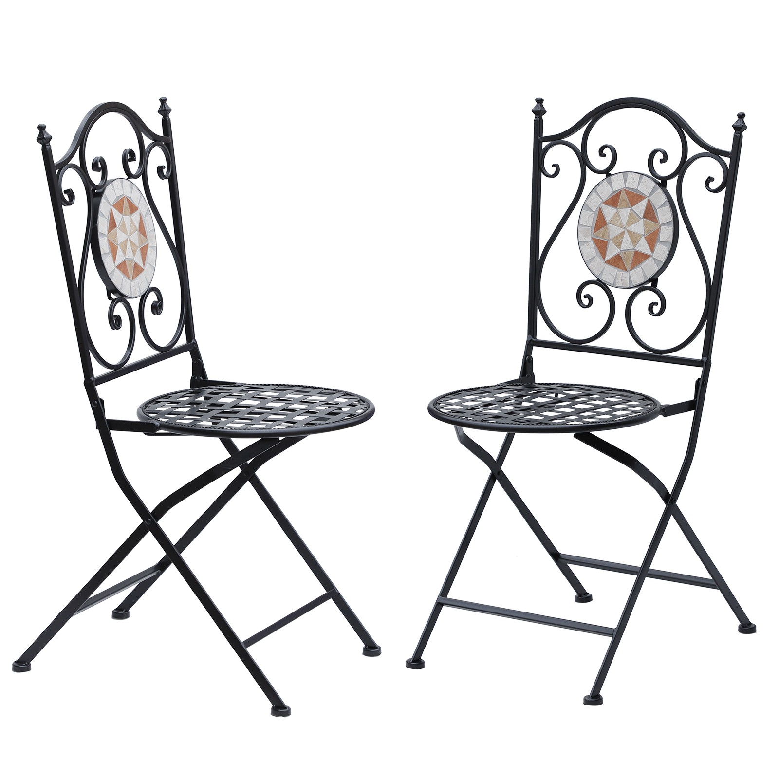 1600x1600 Outsunny Set Of Mosaic Garden Folding Chair Set Outdoor Dining