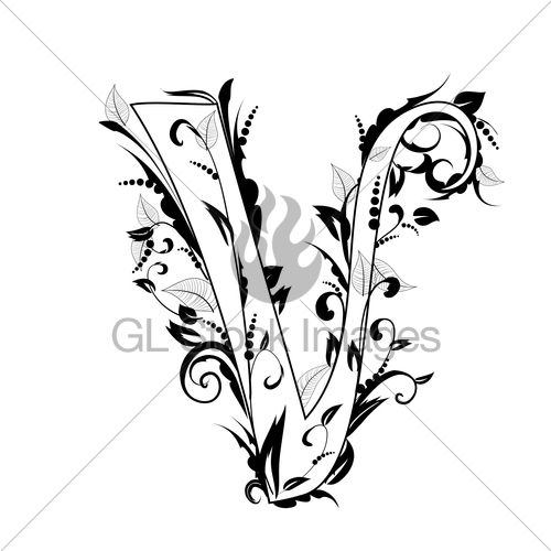 500x500 Foliage Letter Pencil Drawings