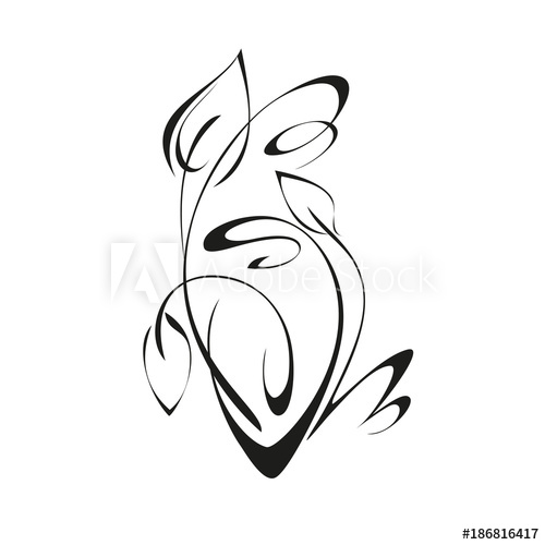 500x500 Ornament Abstract Drawing With Foliage In Black Lines