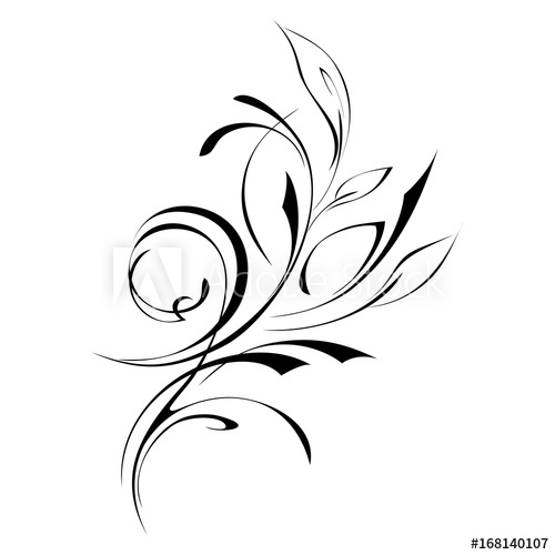 500x500 Ornament Abstract Drawing With Foliage In Black Lines