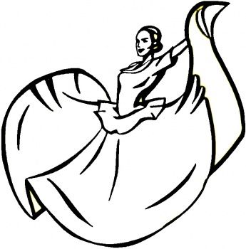 345x350 Line Drawing Of Mexican Dancer Ballet Stuff In Dancer