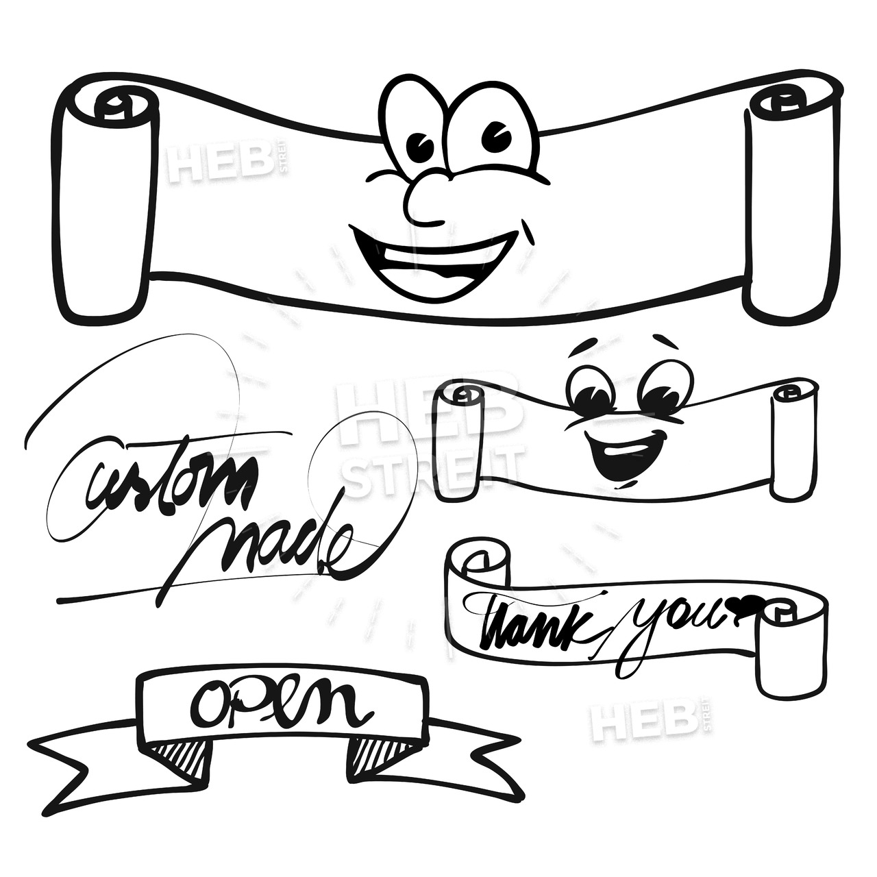1280x1280 banner and ribbons with eyes and fonts hebstreits sketches