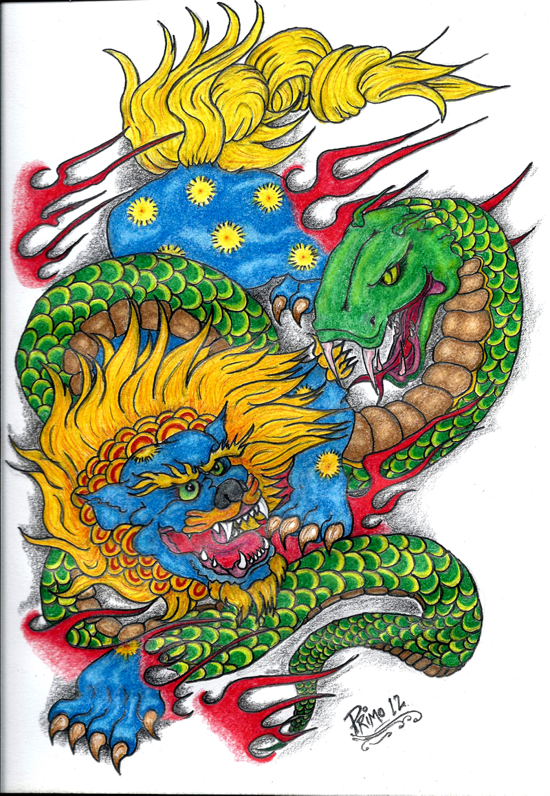 800x1157 traditional foo dog drawing