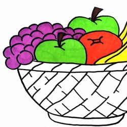 250x250 Fruit Basket Drawing For Class Of Flowers Outline Colour