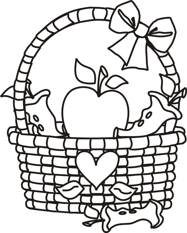 640x798 Collection Of Free Basket Clipart Colouring