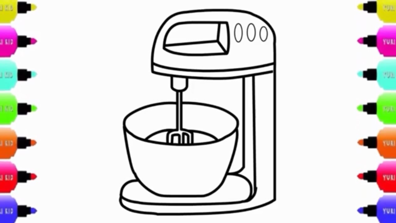 1280x720 Food Processor Drawing For Kids, Learn Colors For Kids, Coloring