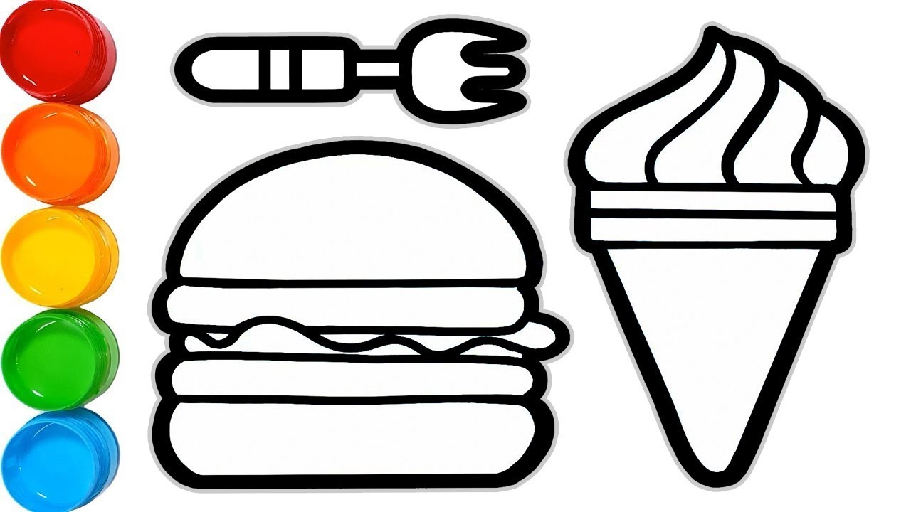 1280x720 Hamburger Ice Cream Drawing And Coloring Pages For Kids Food