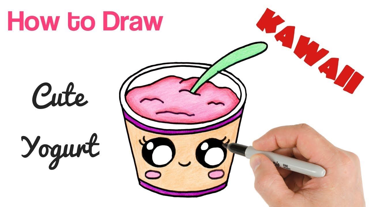 1280x720 How To Draw Yogurt Cute Food Kawaii Drawing Kawaii Food Drawings