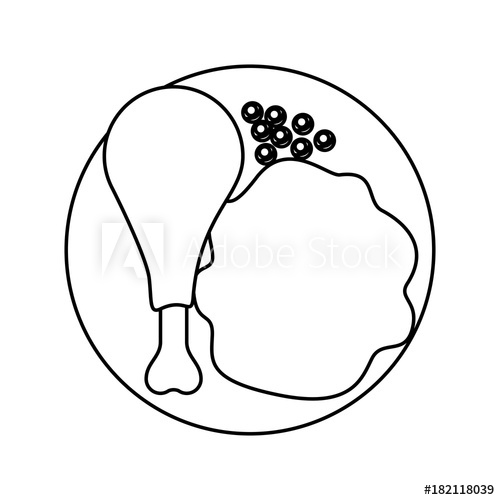 500x500 Food Plate Chicken Thigh With Peas And Rice In Monochrome