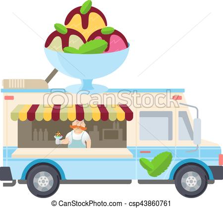 450x419 Food Truck Vector Flat Illustration Modern Design Concept